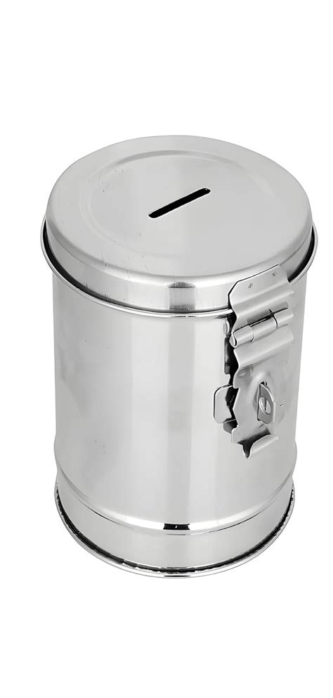 stainless steel coin box|Amazon.com: Metal Money Box.